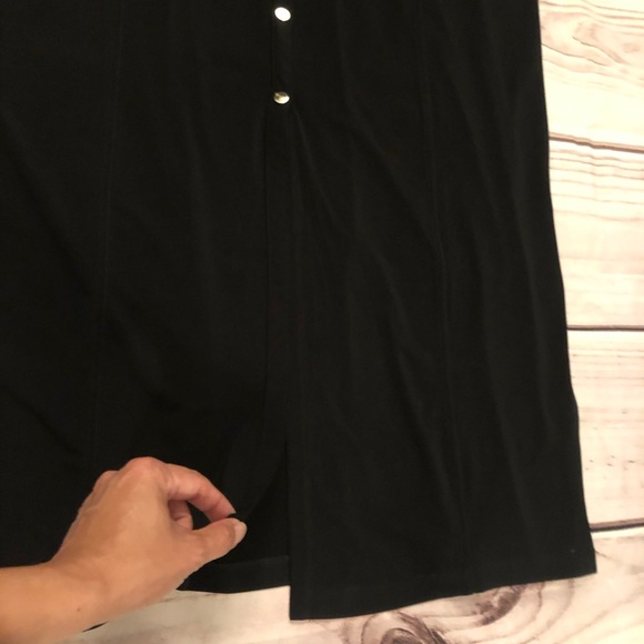 Chico’s Jersey Golden Button Down Sleeveless Collared Black Maxi Dress size 12 - Picture 8 of 14